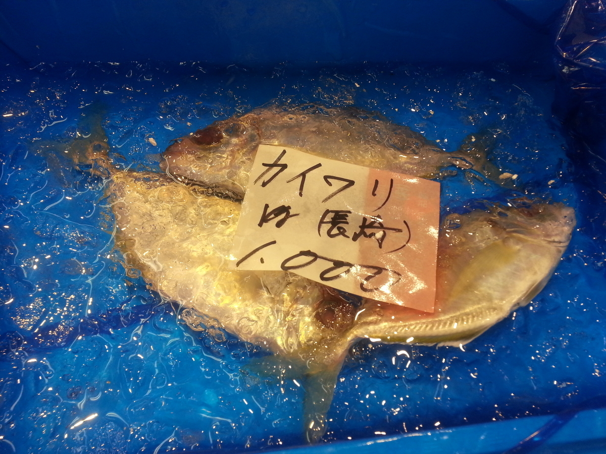 市場に売られている魚の写真
