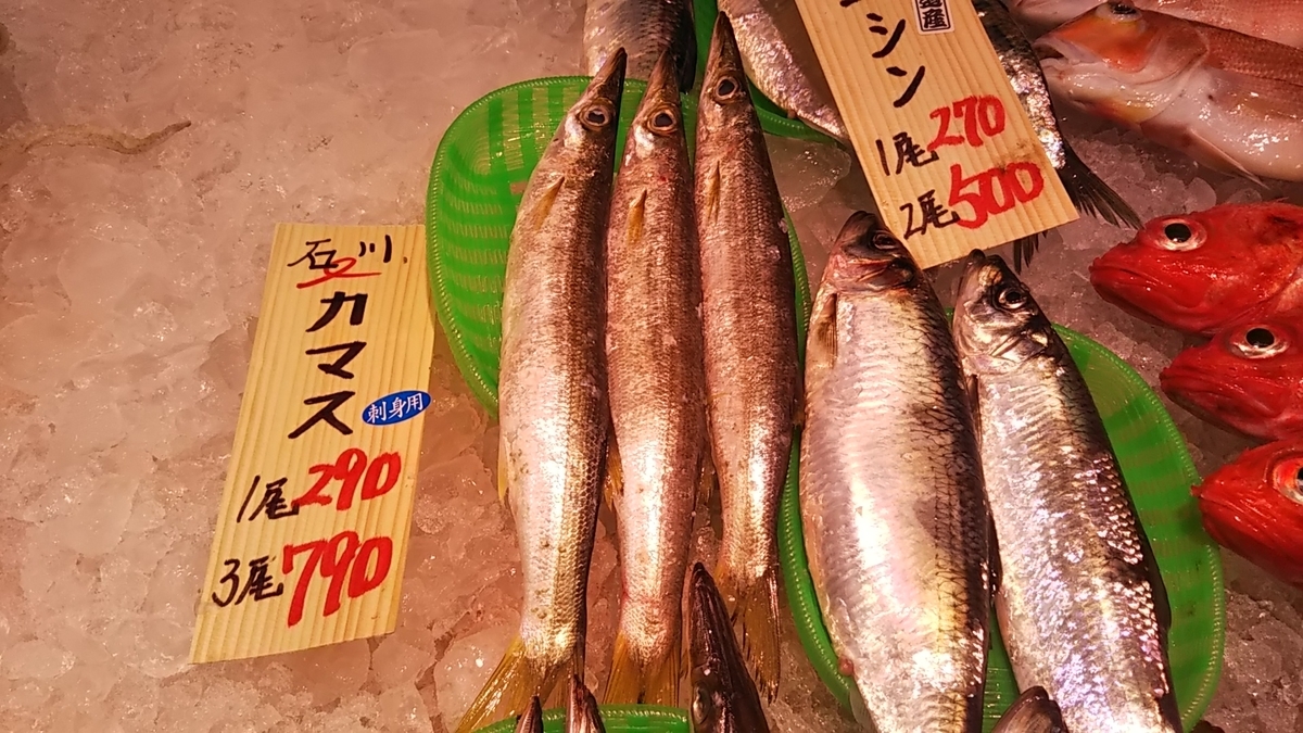 店で売っている魚の写真