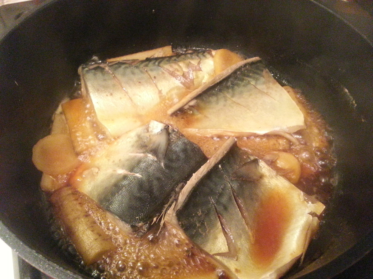 目分量の魚（鯖）の煮付け作り方