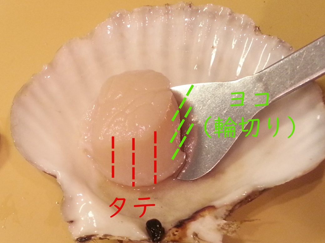 殻付きホタテ 刺身の切り方