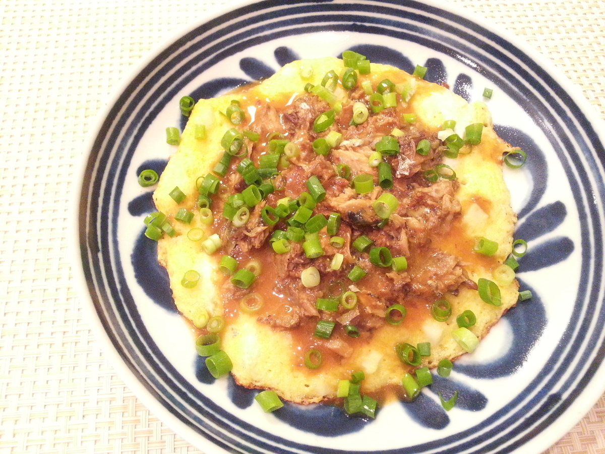 鯖の味噌煮缶を使った山芋鉄板の作り方セパレート