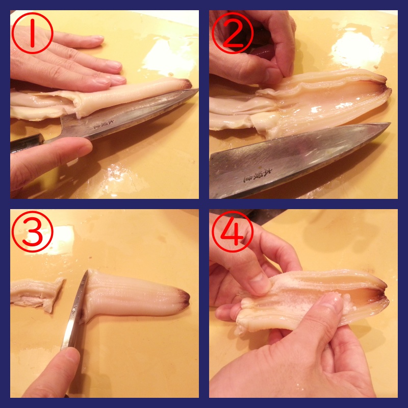 白ミル貝（なみがい）の刺身 作り方