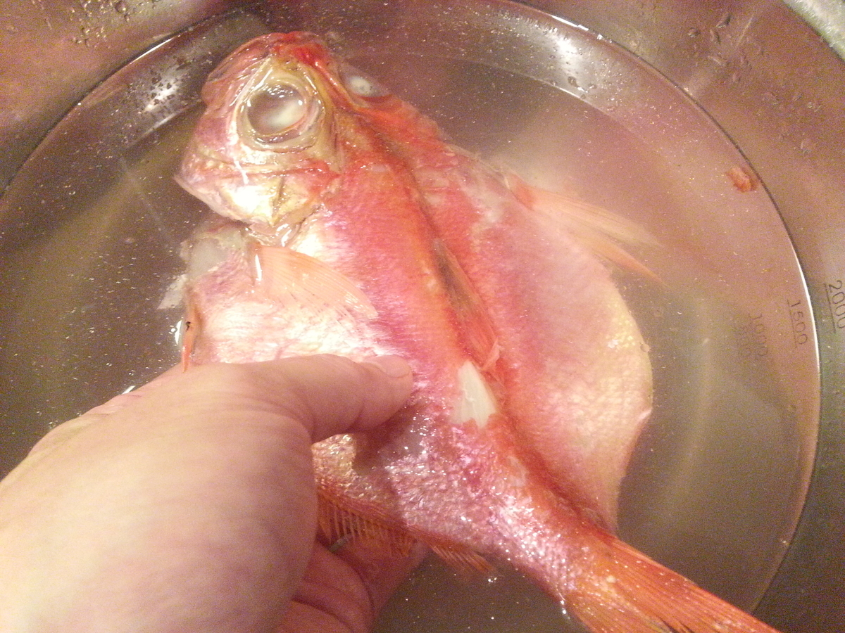 干物で煮付け ウロコの除去