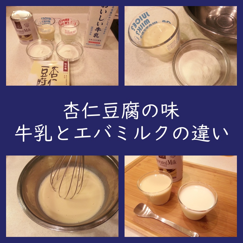 【杏仁豆腐の味】牛乳とエバミルクでどう違う？比べてみた（作り方）