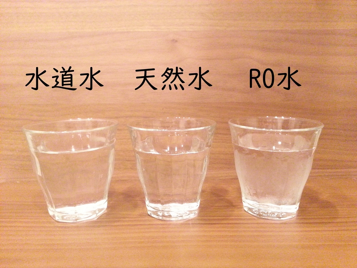 水道水・天然水・RO水 味の違い 飲み比べ